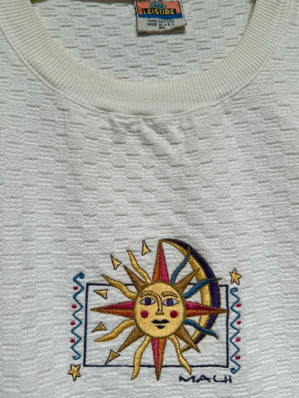 VTG 90S SGT LEISURE SWEATSHIRT PULLOVER MAUI HAWAII CELESTIAL EMBROIDERED XL